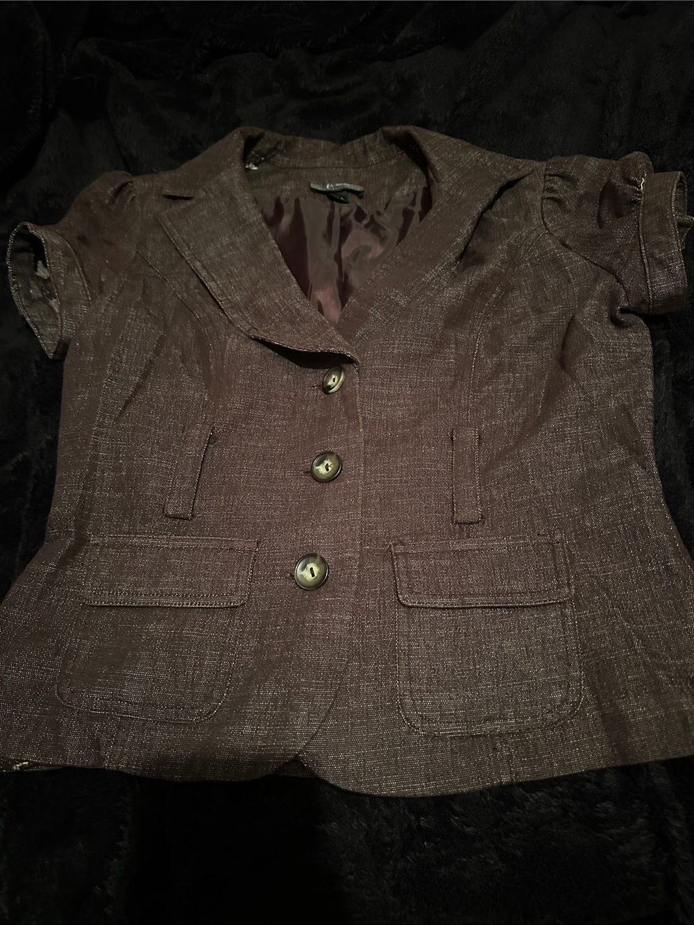 Womens Short Sleeve Brown Blazer Jacket